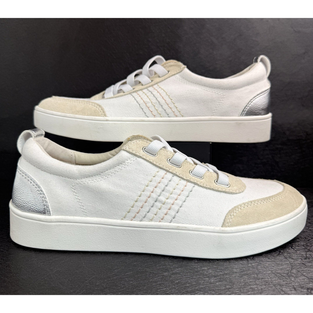 Revitalign Women Orthotic Canvas w/ Leather Detail Slip-on Sneakers 10B